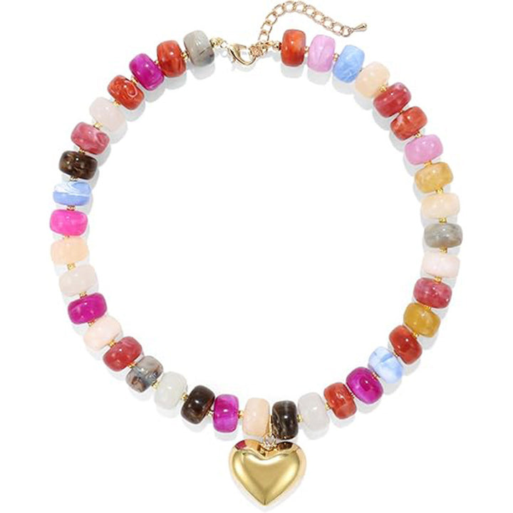 Minimalist Beaded Heart Choker Necklace