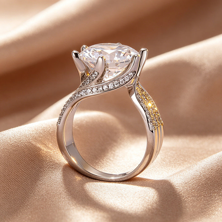 Three‑Row Pave Twisted Shank Diamond Women’s Ring Luxurious Statement Band