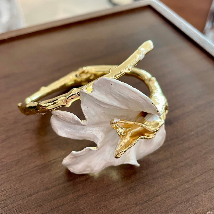 Floral Gold Open Cuff Bracelet