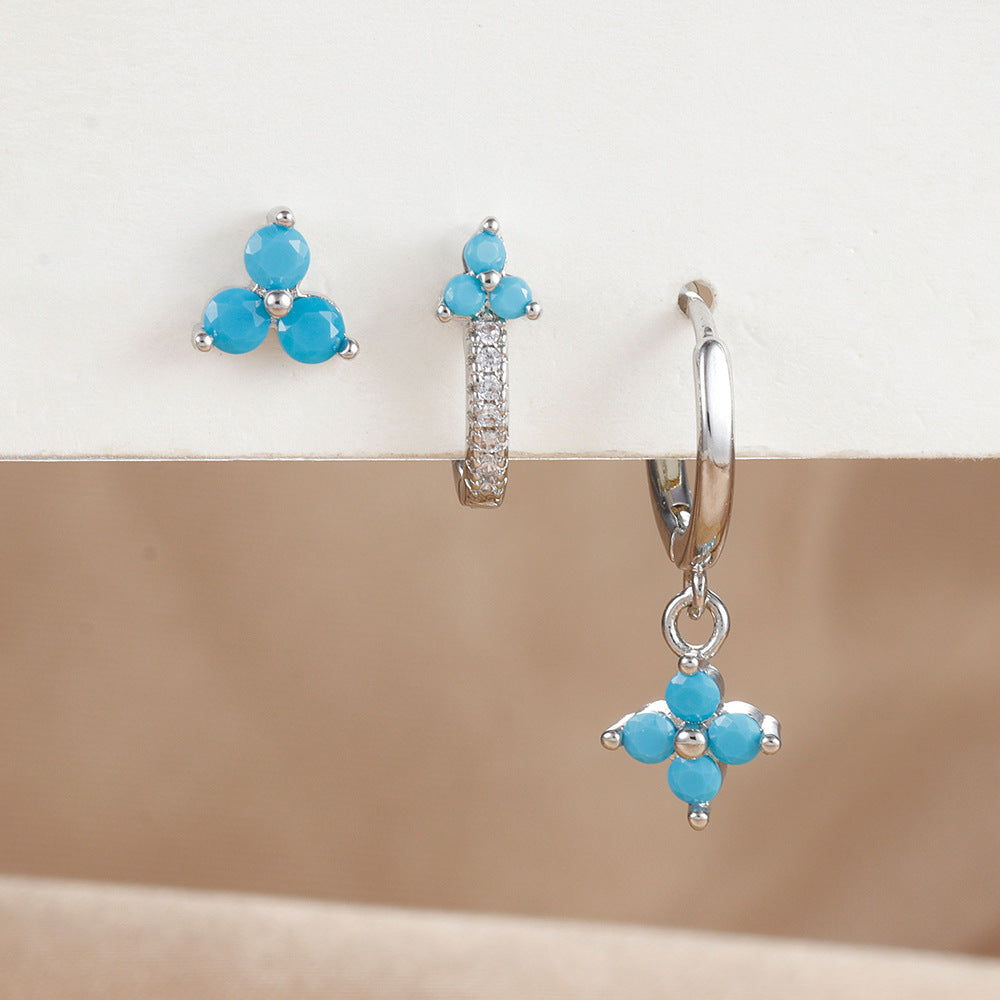 Clover Gemstone Hoop & Stud Earring Set