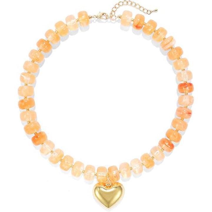 Minimalist Beaded Heart Choker Necklace