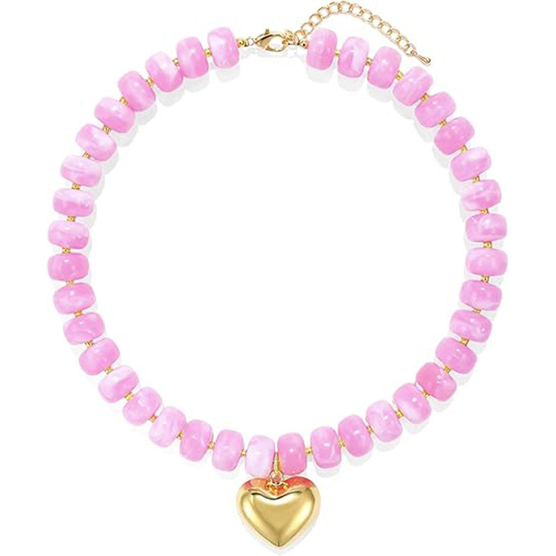 Minimalist Beaded Heart Choker Necklace