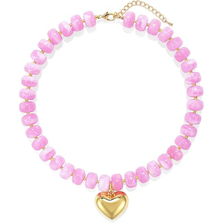 Minimalist Beaded Heart Choker Necklace
