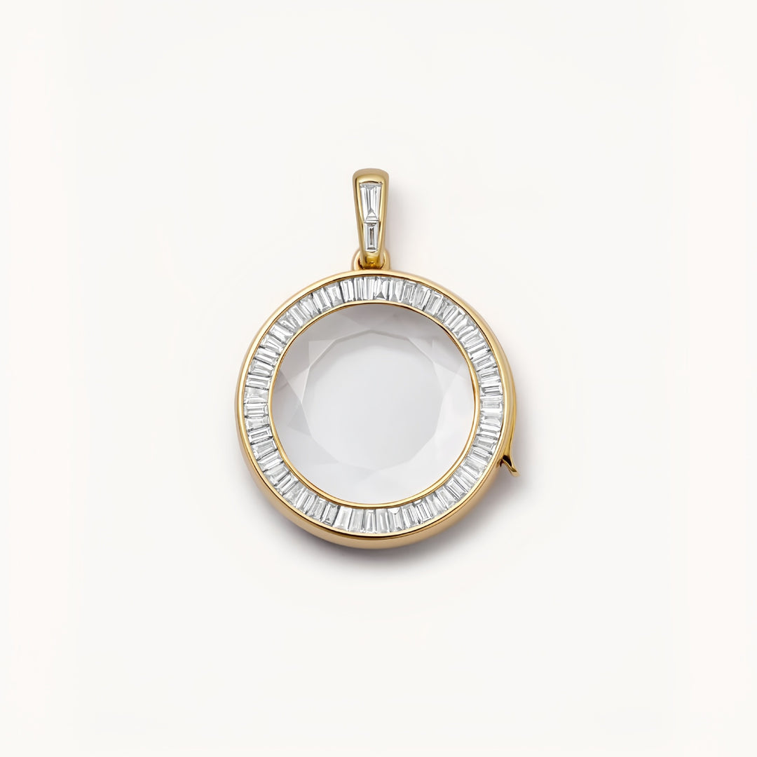 Teardrop Locket Necklace with Interchangeable Charms Customizable Gold Crystal Pendant for Women