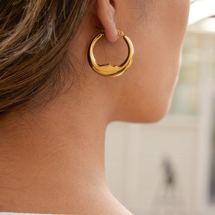 Minimalist Curved Hoop Earrings S925 Sterling Silver Gold Plated Jewelry