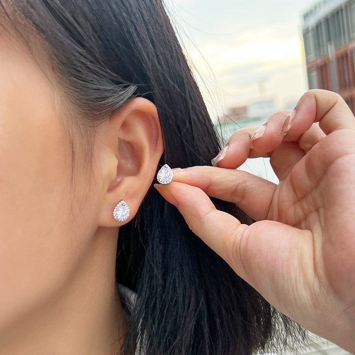 Teardrop Diamond Stud Earrings