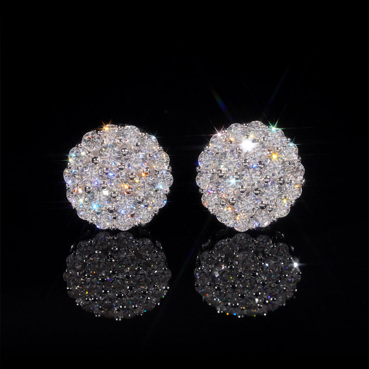 Post Luxury Jewelry Round Cluster Pave Diamond Stud Earrings