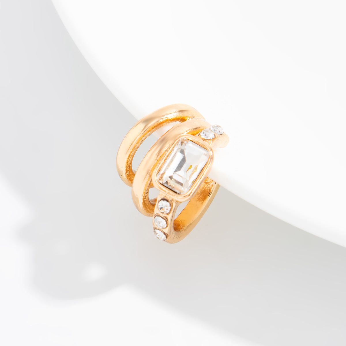Luxury Geometric Crystal Ear Cuff Set