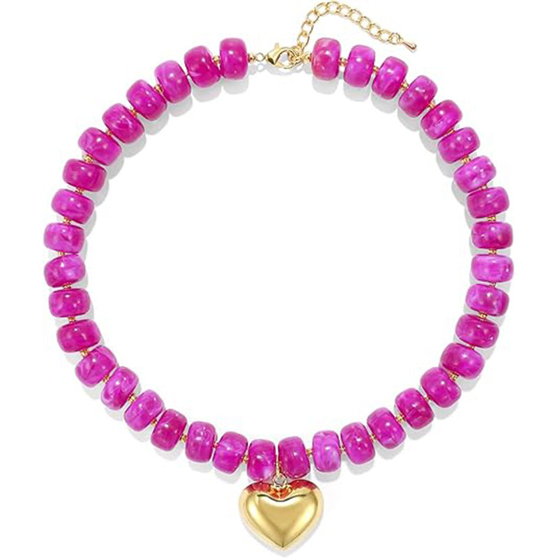 Minimalist Beaded Heart Choker Necklace