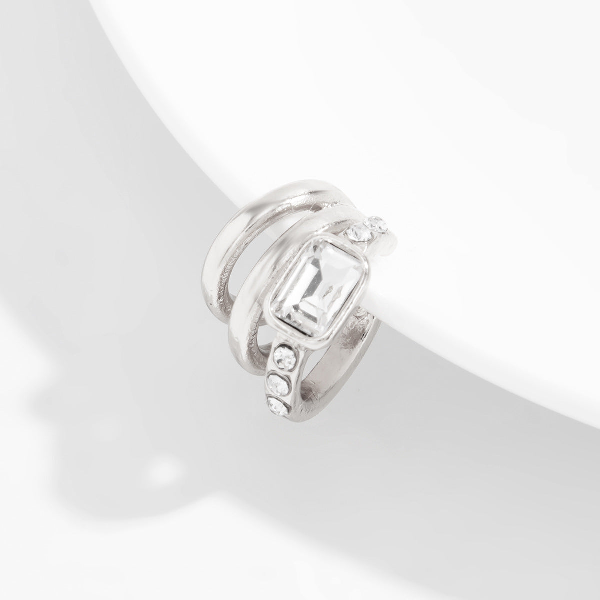 Luxury Geometric Crystal Ear Cuff Set