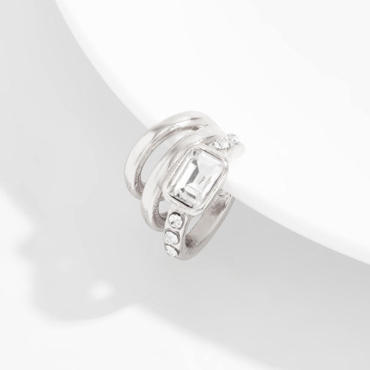 Luxury Geometric Crystal Ear Cuff Set