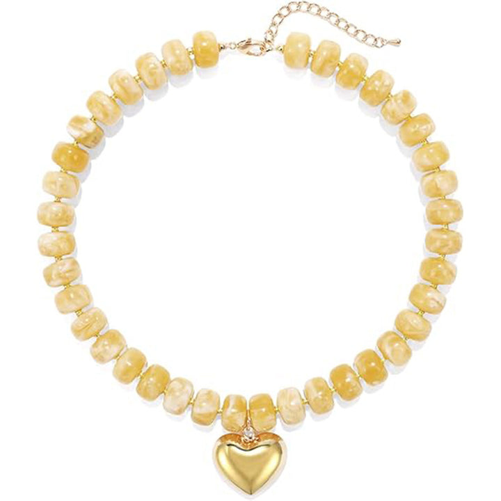 Minimalist Beaded Heart Choker Necklace