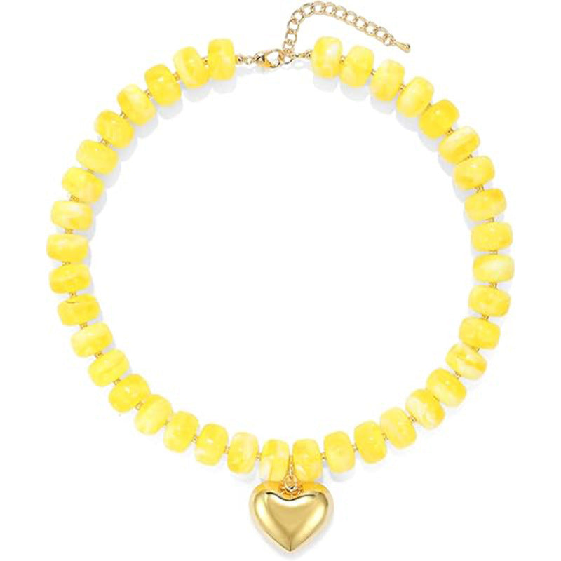 Minimalist Beaded Heart Choker Necklace