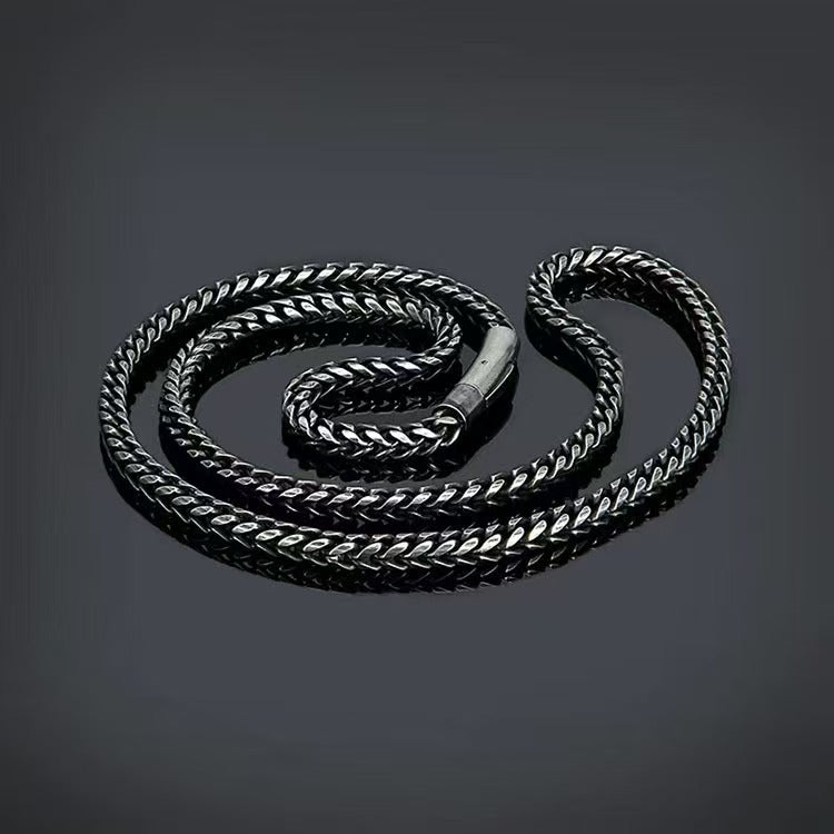 Vintage Blackened Franco Chain Necklace Retro Punk Thick Link Statement Chain For Men Unisex