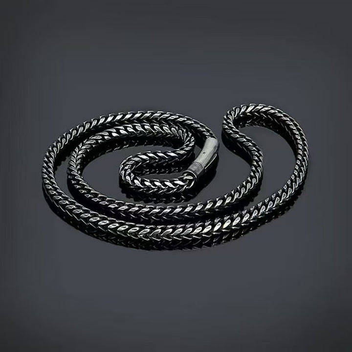 Vintage Blackened Franco Chain Necklace Retro Punk Thick Link Statement Chain For Men Unisex