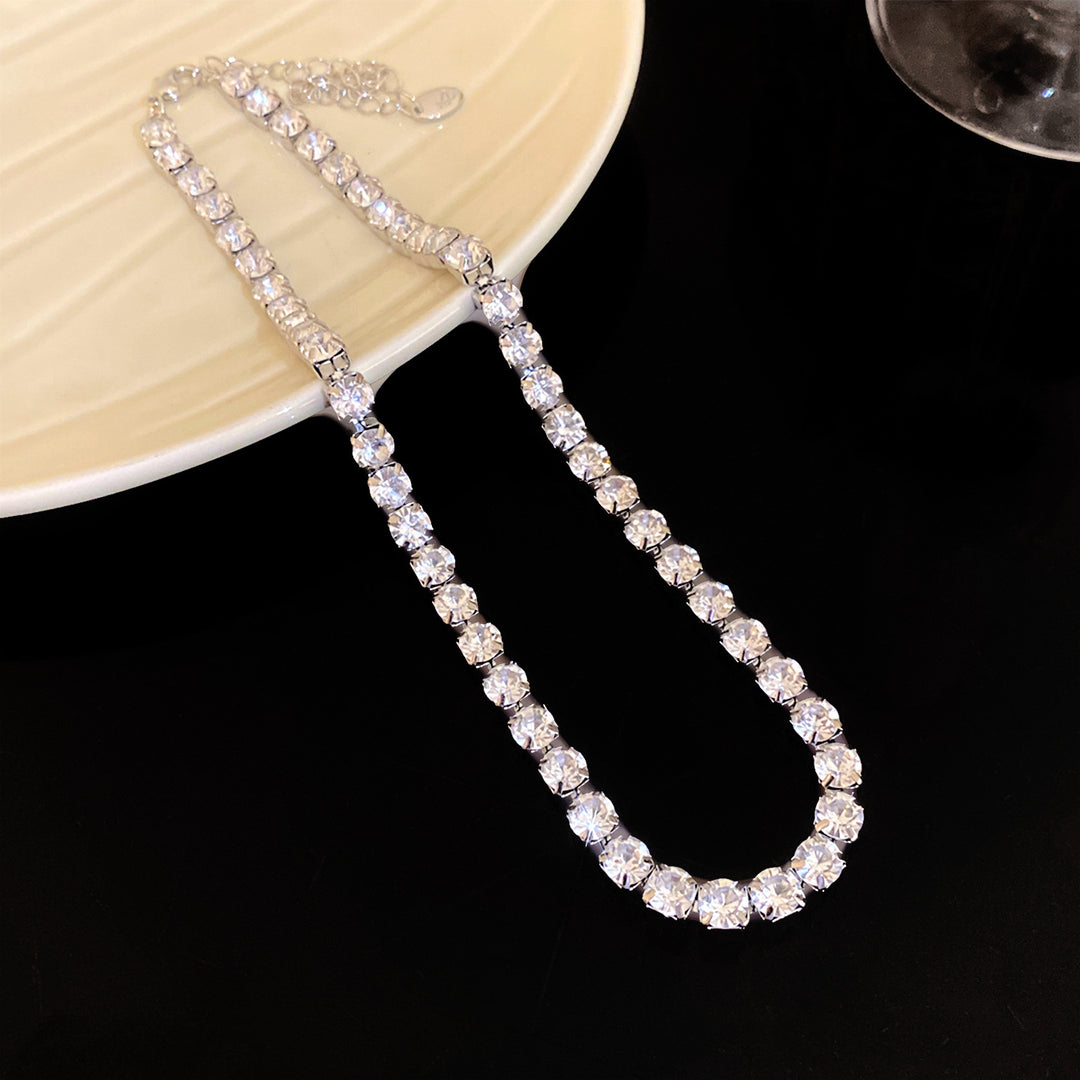 Elegant Sparkling Jewelry Set Tennis Necklace & Triangle Drop Earrings Formal Party Jewelry For Women
