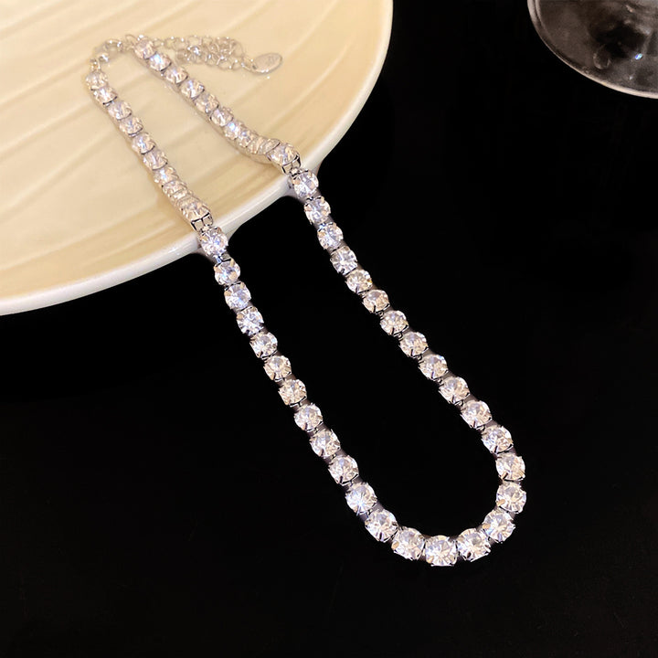 Elegant Sparkling Jewelry Set Tennis Necklace & Triangle Drop Earrings Formal Party Jewelry For Women