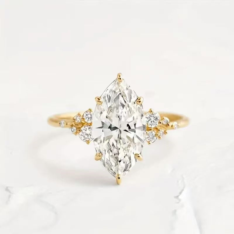 Marquise Cut Diamond Cluster Engagement Ring