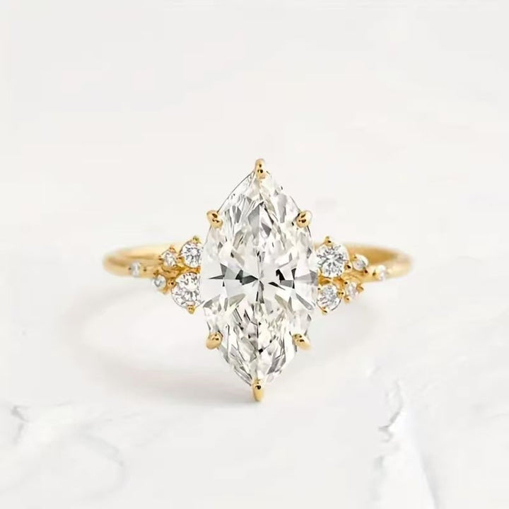 Marquise Cut Diamond Cluster Engagement Ring