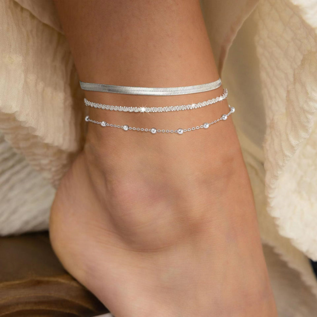 3-Piece Layered Anklet Set