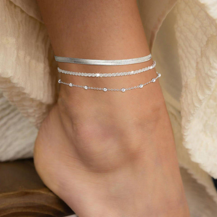 3-Piece Layered Anklet Set