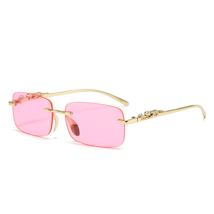 Rimless Leopard Decorative Sunglasses Retro Cut-Edge Sun Glasses