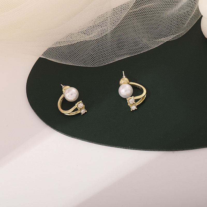Two-Way Pearl & Crystal Stud Earrings Sterling Silver Post