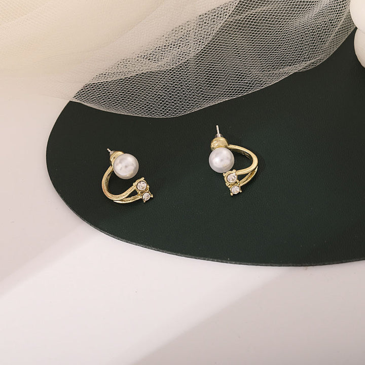 Two-Way Pearl & Crystal Stud Earrings Sterling Silver Post