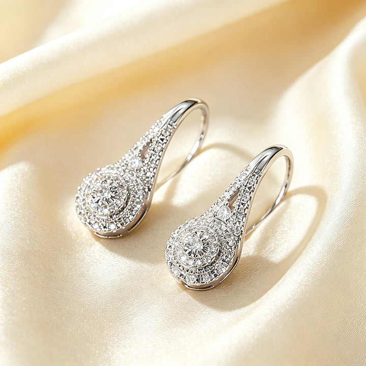 Vintage Teardrop Diamond Hoop Earrings