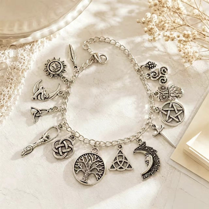Wiccan Pagan Charm Anklet & Bracelet Sterling Silver Tree of Life Celtic Symbol Jewelry
