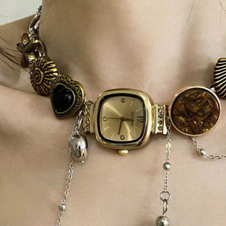 Minimalist Vintage Watch Pendant Choker Necklace
