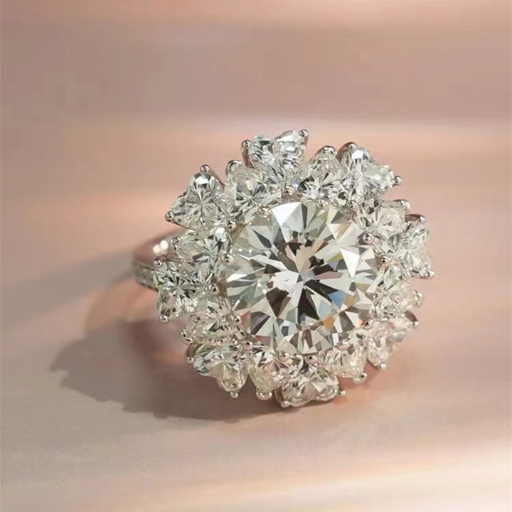 Round Brilliant Cut Diamond Sunburst Ring