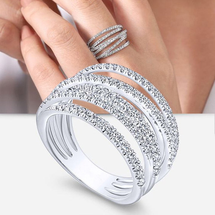 Hip Hop Geometric Multi-Layer Ring | Vintage Fashion Irregular Wrap Statement Ring