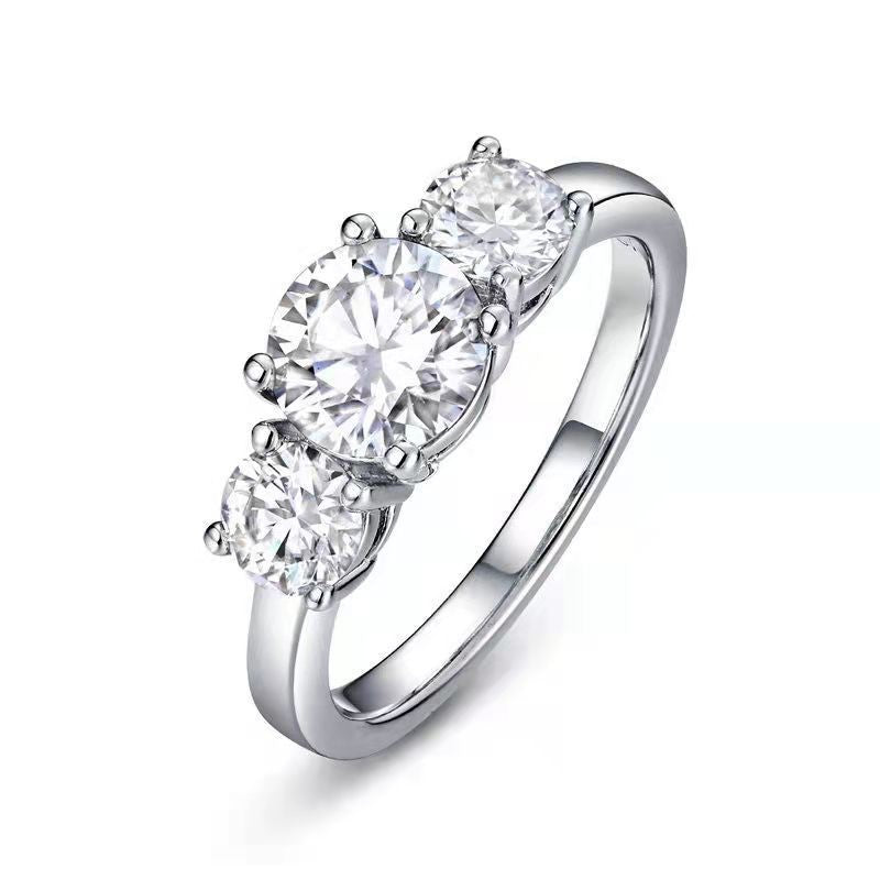 Minimalist Three-Stone Diamond Ring