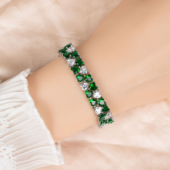 Heart-Shaped Diamond Tennis Bracelet