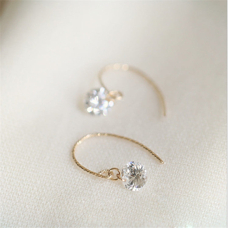 Sterling Silver Teardrop Diamond Earrings