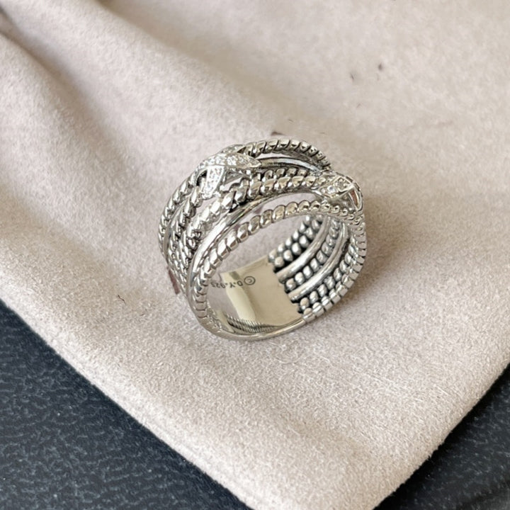 Vintage Multi-Layer Braided Ring for Women