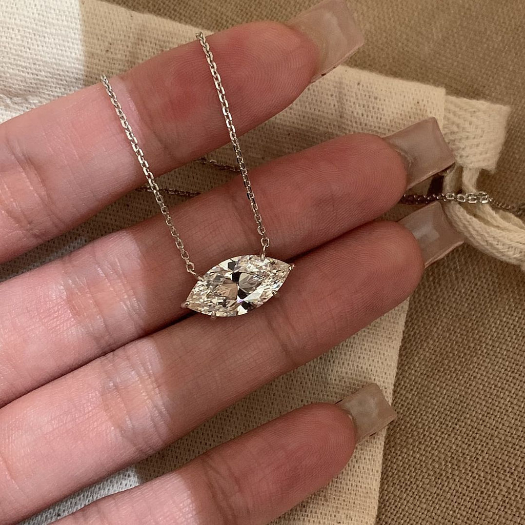 Marquise Crystal Necklace Minimalist Elegant Pendant