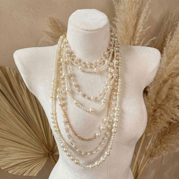 Minimalist Multi-Layer Pearl Necklace Set S925 Silver