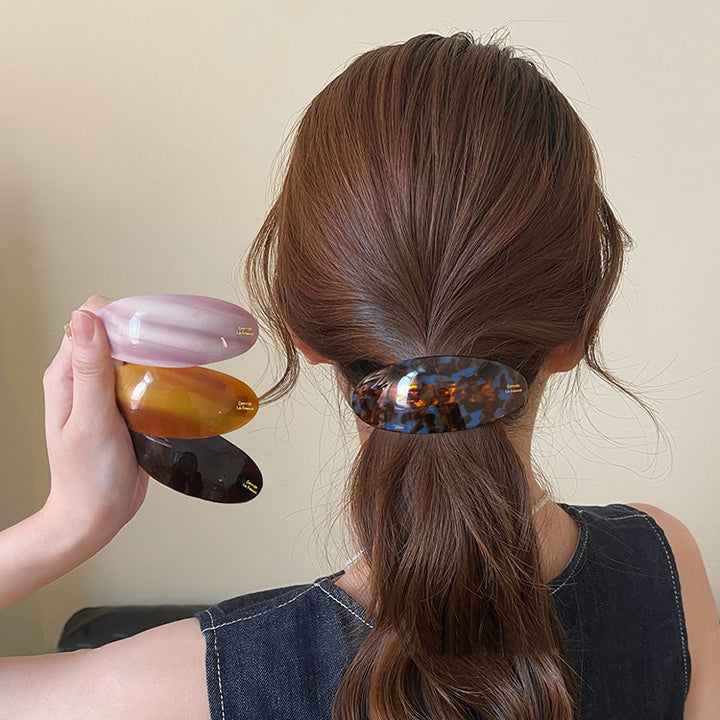 Oval Acetate Hair Clip French Style Glossy Hair Barrette