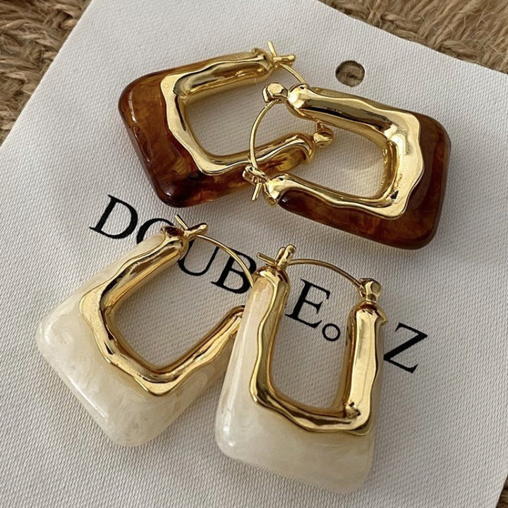 U-Shaped Sterling Silver Hoop Earrings Minimalist Vintage Style