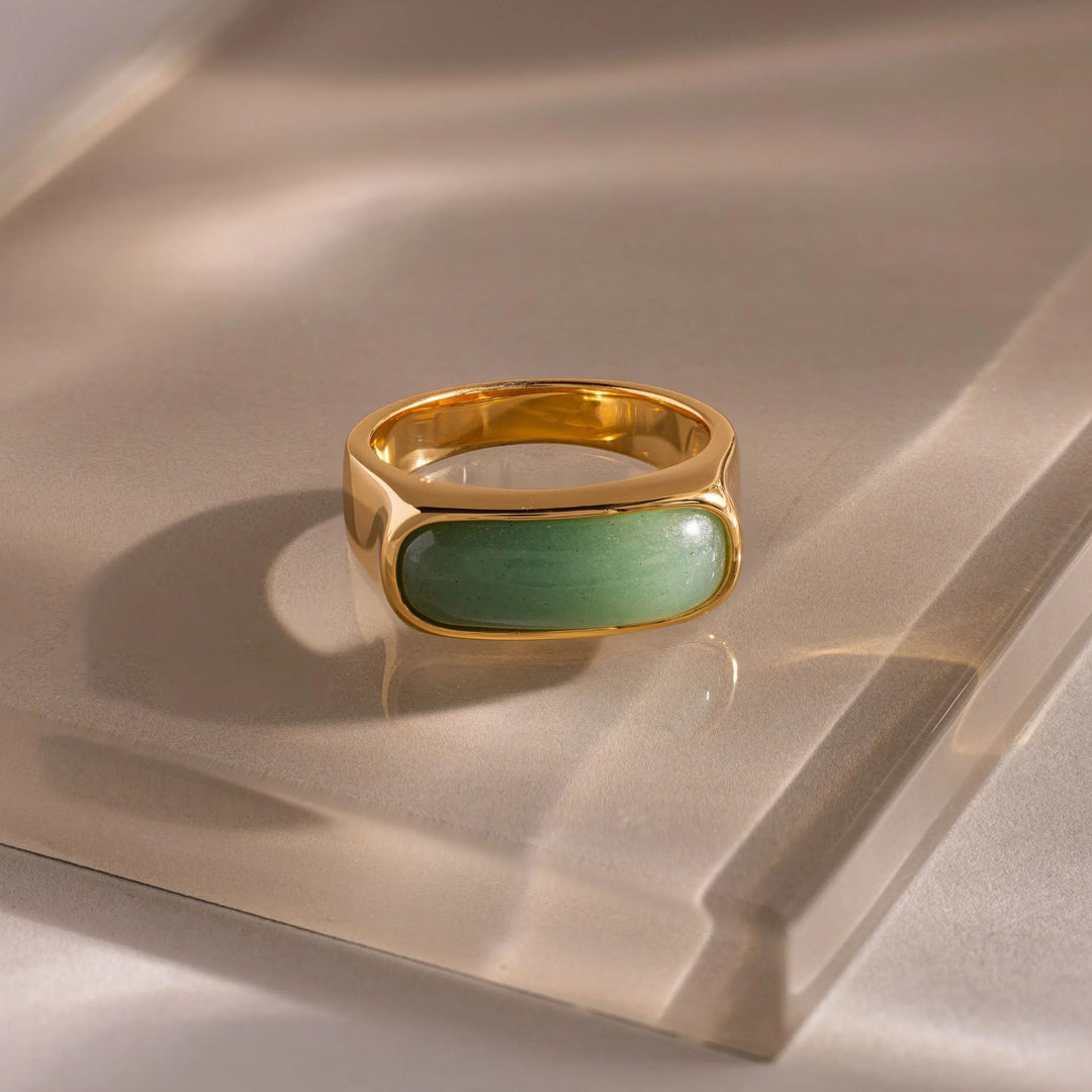 Minimalist Jade Signet Ring Sleek Oval Jade Ring for Men & Women