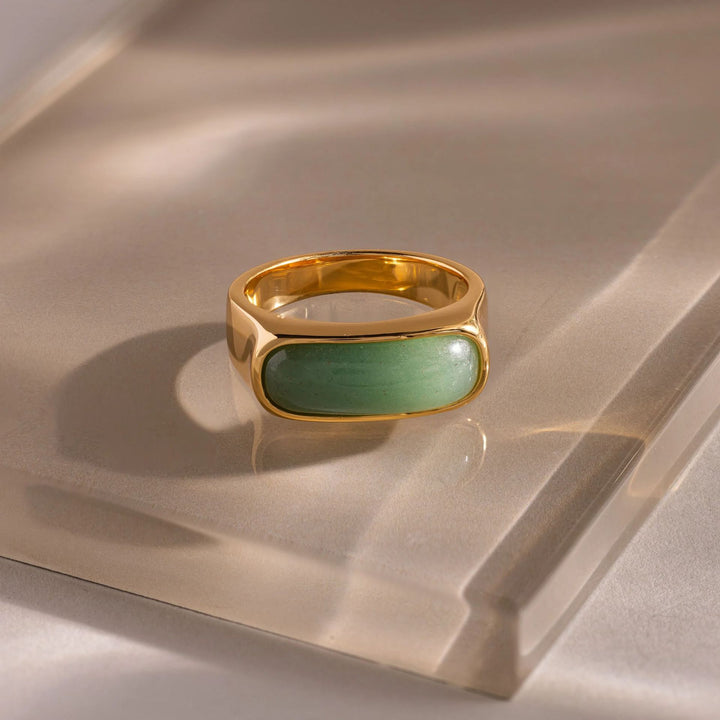 Minimalist Jade Signet Ring Sleek Oval Jade Ring for Men & Women