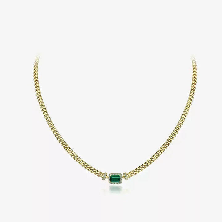 Emerald-Cut Halo Cuban Link Choker (Luxury Bold Statement Style)