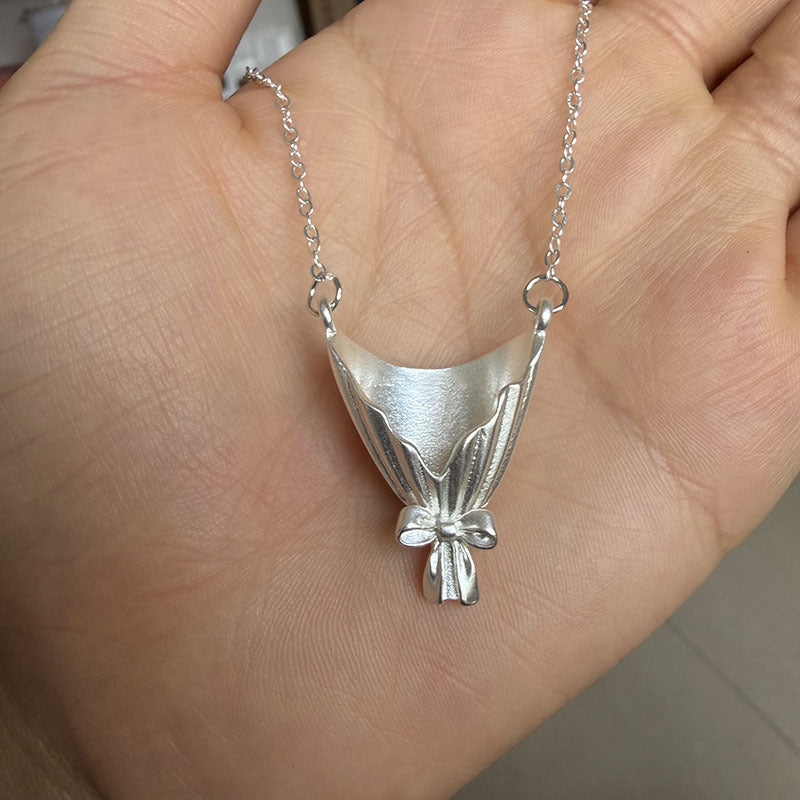 Romantic Flower Bouquet Necklace For Women DIY Dried Flower Pendant