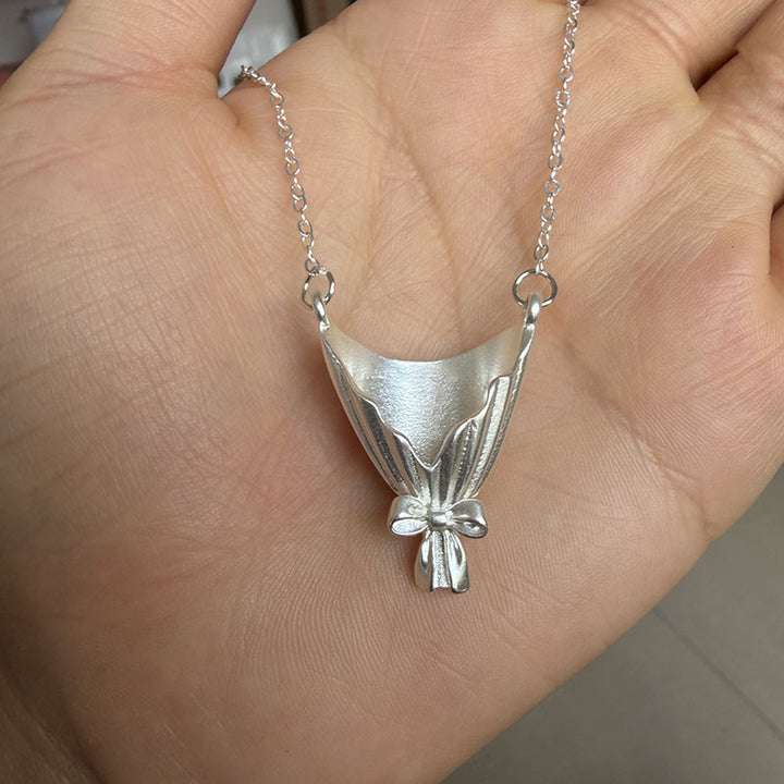 Romantic Flower Bouquet Necklace For Women DIY Dried Flower Pendant