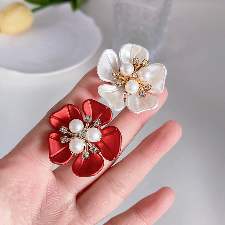 Pearl Diamond Flower Cufflinks Elegant Shirt Cuff Decorative Buttons