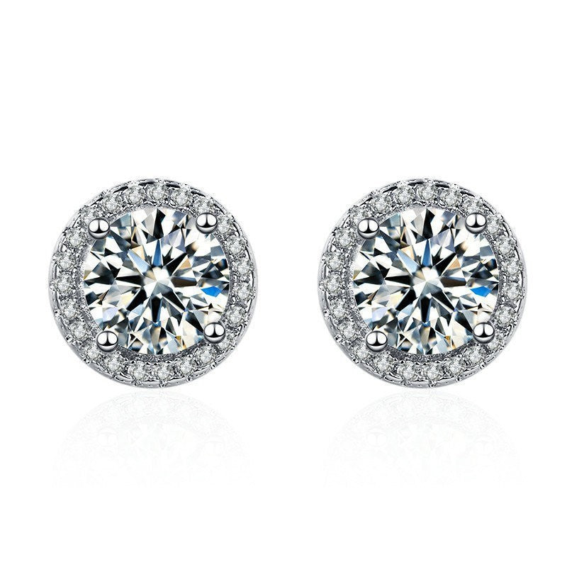 Classic round diamond micro-paved sparkling earrings