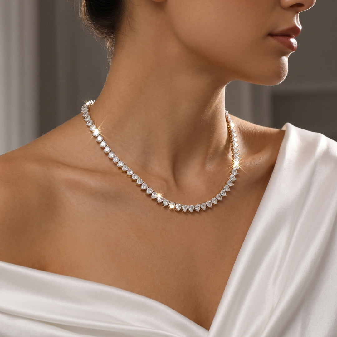 Minimalist Pear-Cut Diamond Choker Necklace