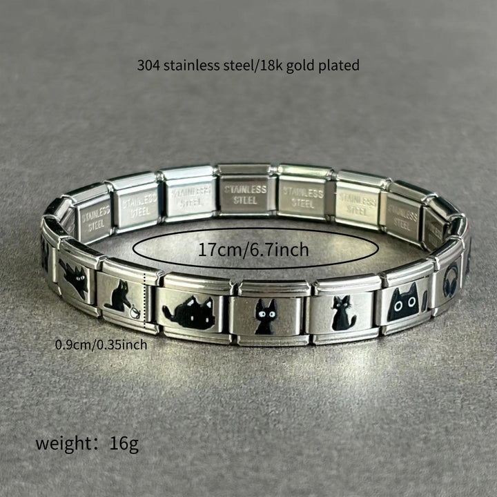 Cute Black Cat Modular Bracelet